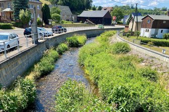Flusspegel durch Hitze und Trockenheit in Sachsen stark gesunken: Wer kontrolliert Verbot der Wasserentnahme? - Kaum noch Wasser: die Freiberger Mulde in Mulda am 2. Juli 2025.