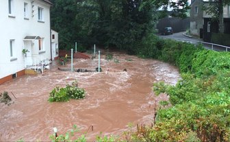 Hochwasser im Lungwitzbach in Oberlungwitz