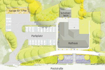 Fördergeld für Flächen am Jahnsdorfer Rathaus - So soll das Umfeld des Rathauses im Jahnsdorfer Ortsteil Leukersdorf neu gestaltet werden. Es entstehen eine neue Zufahrt und Parkplätze. Der Platz vor dem Gebäude wird offener gestaltet.