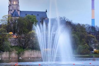 Fontäne im Chemnitzer Schloßteich defekt - Hier funktionierte die Fontäne noch.