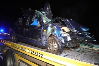 Der Fahrer und seine Beifahrerin wurden in dem Fahrzeug eingeklemmt.