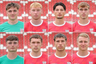 FSV Zwickau gegen Lok Leipzig: Wer von den Neuen hat gute Chancen auf die Startelf? - Neuzugänge beim FSV Zwickau. Oben von links: Jasper Kühn, Josua von Baer, Gabriel Figurski Vieira, Lennert Möbius; unten von links: Clemens Boldt, Nick Breitenbücher, Till Jacboi, Daniel Haubner.