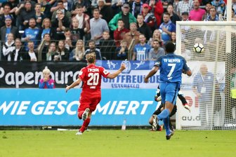 FSV Zwickau: Nach Schockstart 0:4-Pleite in Meppen - Der Treffer zum 3:0 für Meppen durch Benjamin Girth.