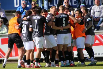 FSV Zwickau: Sechsmal Luckenwalde, sechsmal zu null gewonnen – „So ein Tor schießt du nicht alle Tage“ - Zwickaus Spieler jubeln nach dem späten Siegtor in Luckenwalde.