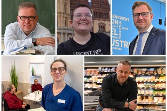 „Für mich das Unwort des Jahres“: So stehen Menschen im Raum Chemnitz zur „Lifestyle-Teilzeit“ - Menschen mit Meinung zur Teilzeitdebatte (von links oben im Uhrzeigersinn): Tobias Andrä, Pia Röhlig, Christoph Neuberg, Christian Gabriel und Daniela Jacob.