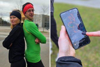 Fußarbeit und Linienlauf: Strava-Art in Chemnitz - Vivien Never und Kilian Tasche kurz vor einem Motivlauf. Die Figuren entstehen über die Strava-App.