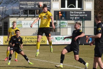 Fußball-Oberliga: Dreimal nur Remis – Aufstiegszug scheint für VfB Auerbach abgefahren - Auerbachs Felix Hache – hier bei einem Kopfball gegen Halberstadt – und sein Team erwarten Bischofswerda zum Topspiel.