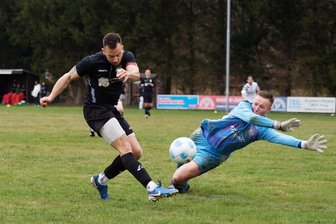 Fußball-Regionalligist Chemnitzer FC kommt zweimal nach Mittelsachsen - Auf den Göritzhainer Torwart Nils Gotthardt kommt am Freitag gegen den CFC bestimmt viel Arbeit zu.