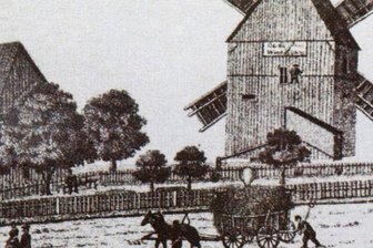 Gaststättenkalender 2023 ist schon fertig - Eine alte Zeichnung der Windmühle. Sie ist eines der Motive des neuen Kalenders für das Jahr 2023.