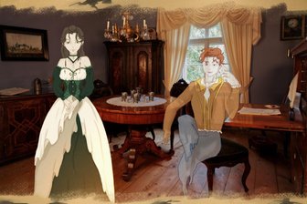 Gespenst führt Besucher digital durch Schloss im Erzgebirge - Bereit für den digitalen Rundgang: eine animierte Schlossführerin und der Schlossgeist.