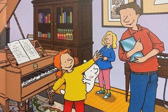 Gespenst soll junge Besucher in die Zwickauer Museen locken - Blick in eines der kleinen Pixi-Bücher: Die Geschichte mit dem weißen Geist spielt auch im Robert-Schumann-Haus in Zwickau, dem Geburtshaus des berühmten Komponisten.