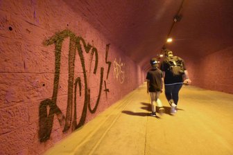 Graffito in der Bazillenröhre: Ist das Kunst oder kann das weg? - Grundfarbe schön, Graffito nicht - sagt die Künstlerin. Die Bazillenröhre zwischen Sonnenberg und Innenstadt sieht ein bisschen anders aus.