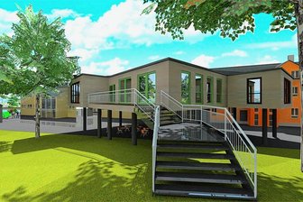 Grundschule Oberschöna soll Anbau auf Säulen erhalten - So stellen sich die Planer der EBB Chemnitz den Anbau an die Grundschule Oberschöna vor. 