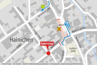 Hainichen: Trinkwasser-Havarie führt zu Vollsperrung in der Innenstadt - Wegen einer Havarie ist Bahnhofstraße in Hainichen ab Mittwoch gesperrt.