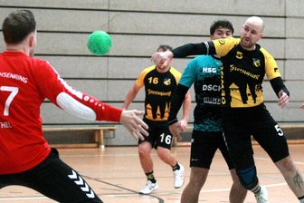 Handball: Oelsnitzer Männer landen dank starkem Keeper den ersten Heimsieg - Der Oelsnitzer Felix Schmidt (rechts) erzielt hier einen seiner vier Treffer.