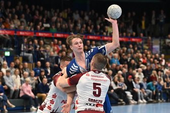 Handballer aus dem Erzgebirge machen das Dutzend voll – „Aue ist für mich die Mannschaft der Stunde“ - Aues Justin Döbler freut sich über die Erfolgsserie seiner Mannschaft und „auf alles, was jetzt noch kommt“.