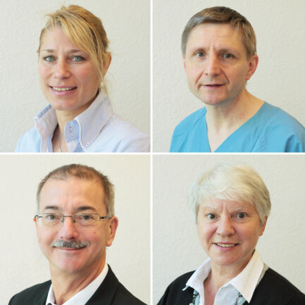Herz unter Druck - Die Experten: Dr. Uta Fleischer und Dr. Axel Müller (oben); Dr. Ursula Walter und Dr. Klaus Kleinertz (unten).