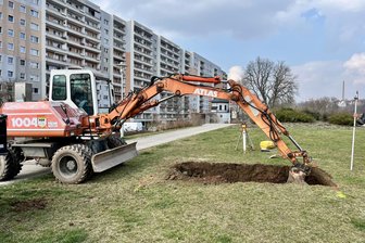 Hickhack um Zwickauer Kunstpfad-Standort: Ist das Muldeparadies nur zweite Wahl? - Die Bauarbeiten fürs Fundament der Skulptur am Purple Path haben begonnen. Standort ist das Zwickauer Muldeparadies.