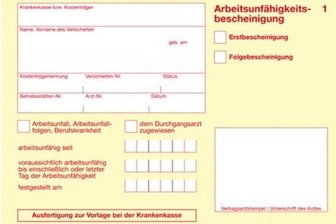 Höhere Beiträge, mehr Rechte als Patient - Auszahlschein und Arbeitsunfähigkeitsbescheinigung auf einem Formular.
