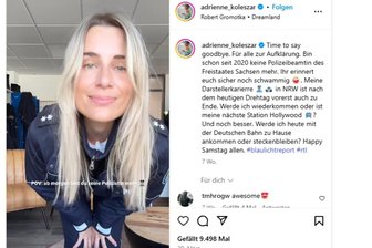 „Ich bin so eine richtige Angstdeutsche“: Warum Sachsens erfolgreichste Lifestyle-Influencerin Adrienne Koleszár manchmal immer noch nicht gut schläft - Die Dresdnerin Adrienne Koleszár hängte vor fünf Jahren ihren Job als Polizistin an den Nagel, dann zog sie die Uniform aber zwischenzeitlich wieder für eine Rolle als Oberkommissarin in der RTL-Serie „Blaulicht Report" wieder an.