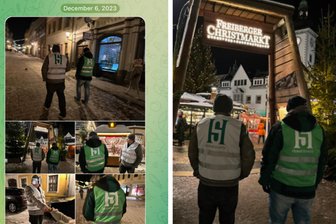 Illegal auf dem Freiberger Christmarkt patrouilliert: „Freier Sachse“ vor Gericht - Diese Fotos teilten die „Freien Sachsen“ im Dezember 2023 öffentlich auf Telegram. Jetzt sind sie Beweismittel vor Gericht.