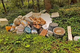 Illegal Müll in Schutzgebiet entsorgt - Polizei sucht Zeugen - Baumüll haben Unbekannte in Schnarrtanne illegal entsorgt.