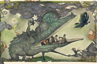 Orchestersterben mal ganz anschaulich: Das Bilderbuch "Der Dunkelmunkel" erschien 1987. Regine Heinecke verlieh dem allesfressenden Untier von Autor Dieter Mucke mit ihren Bildern eine Gestalt. Die Illustrationen sind Teil der neuen Ausstellung auf Schloss Voigtsberg in Oelsnitz.