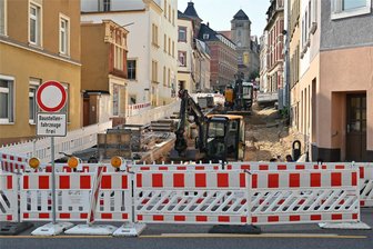 Im Überblick: Diese Baustellen bremsen Pendler auf den Straßen in Mittelsachsen aus - Nur eine der Baustellen im Landkreis: Die Poststraße in Mittweida ist derzeit zwischen Tzschirnerplatz und Rochlitzer Straße gesperrt.