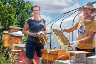 Imker-Grundkurs zwischen Löwenzahn, Raps und Obstblüte - Seit fünf Jahren besitzen Sabine und Ronny Meier aus Herold eigene Bienenvölker. Ihr großes Wissen dazu haben sie sich angelesen.