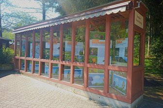 In Adorf: Sonderausstellung über Sachsens Schmetterlinge - In der Großvitrine am Klein-Vogtland in Adorf sind zehn Rollups zu Sachsens Schmetterlingswiesen zu sehen.
