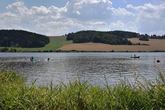 In der Talsperre Pirk beginnt das Algenwachstum - Ein Blick auf das Wasser an der Talsperre Pirk. Baden ist dort nach wie vor bedenkenlos möglich. 