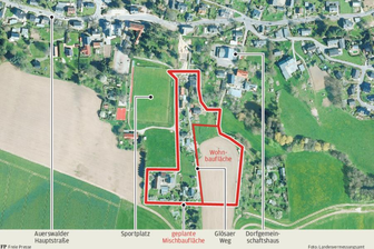 Investor will am Glösaer Weg in Lichtenau Häuser und Werkstatt bauen - Übersicht: Baufläche Glösaer Weg