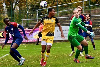Ist die Jagd abgeblasen? Der VFC Plauen geht auch beim VfL Halle als Verlierer vom Platz - Plauens Isaak Eichie (Mitte) sieht den Ball nicht, Halles Torwart war bereits geschlagen. Es war eine der vielen vertanen Chancen des VFC in Halbzeit 1.
