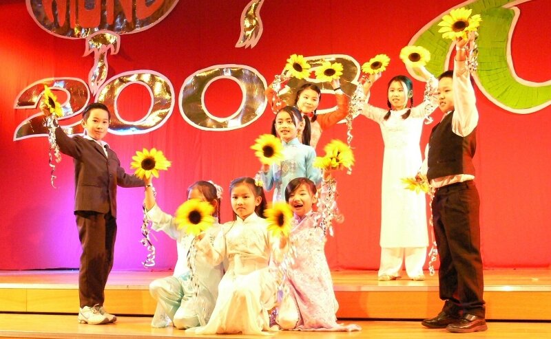 Jahr der Ratte mit einem Feuerwerk begrüßt - 
              <p class="artikelinhalt">Üppig bunte Kleider und ein Bühnenprogramm mit viel Tanz und Gesang gehören traditionell zum vietnamesischen Têt-Fest. </p>
            