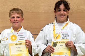 Judo: Neun Obervogtländer gehen auf die Tatami – Keiner schafft es auf Platz 1 - Julius Heinze und Jenny Cheyanne Sachs vom JC Dynamo Oelsnitz.