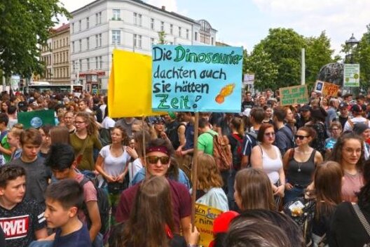 Junge Klimaschützer steigen aufs Rad - Mehr als 700 Teilnehmer demonstrierten im Mai in Zwickau für den Klimaschutz.