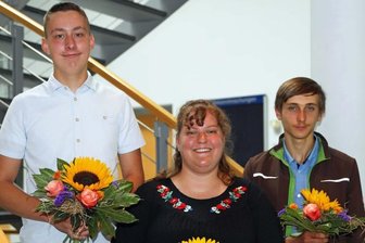 Junge Leute wählen Beruf in Landwirtschaft - Dominik Bößneck - Bester Landwirt, Linda Ganzer - Beste Tierwirtin, Jannik Biereigel - Bester Fachpraktiker Landwirtschaft