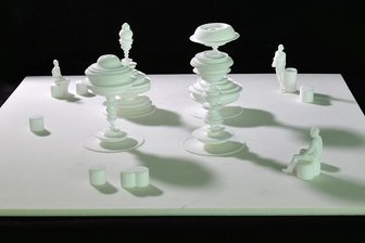 Jury hat entschieden: Das wird der neue Chemnitzer Marktbrunnen - Maschinenteile oder Personen mit Hut? In seinem Entwurf "Manifold" (vielfältig) spielt Künstler Daniel Widrig mit kreiselförmigen Elementen.