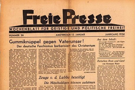 Kämpferische Schwestern - Zeitungen mit Namen "Freie Presse" gab es nicht nur in Chemnitz - Die "Freie Presse" aus Amsterdam aus dem Jahre 1934. 
