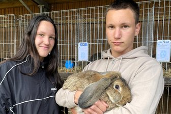 Kaninchenzucht ist auch etwas für Teenager: Geschwister aus Stein zeigen ihre Tiere bei großer Schau in Rochlitz - Ronja und Hugo Heilmann aus Stein züchten Kaninchen.