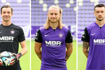 Hinter Martin Männel (l.), ist Marvin Stefaniak (M.) zweiter Kapitän bei den Veilchen. Als zweiter Stellvertreter fungiert Boris Tashchy (r.).