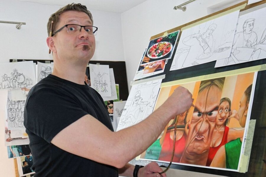 Karikaturist lädt zum Blick in sein Atelier ein - 