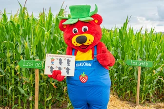 Karls stellt Pläne für neue Achterbahn in Döbeln vor - Karlchen ist das Maskottchen von Karls.