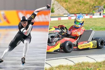 Kart-Weltmeister aus dem Vogtland stellt sich bei „Frag doch mal die Maus“ einer ganz speziellen Herausforderung - Eisschnelläufer Moritz Klein (links) und der Vogtländer Nils Tröger, der 2023 als erster Deutscher Kart-Weltmeister wurde, treffen sich zu einem besonderen Duell.