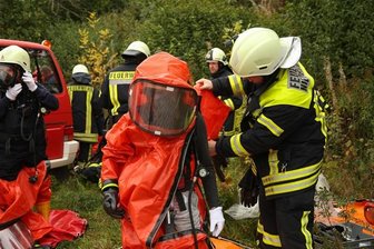 Katastropheschutzübung auf dem alten Güterbahnhof in Niederwiesa -