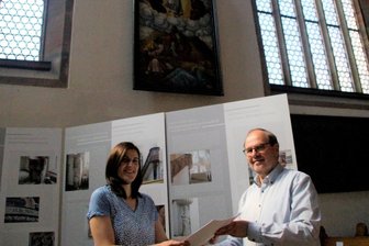"Katharina" soll noch anziehender werden - Der bisherige Vorstandsvorsitzende des Fördervereins der Katharinenkirche, Gabriel Püschmann, mit seiner Nachfolgerin Carolin Mittenentzwei.