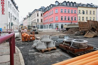 Kirchberg: Bauarbeiten an Brühl-Kreuzung im Zeitplan - Die Brühl-Kreuzung ist derzeit voll gesperrt.