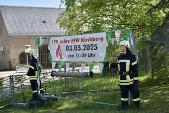 Kirchberger Feuerwehr feiert Gründung vor 170 Jahren - Die Kirchberger Feuerwehrleute werben für ihr Jubiläumsfest „170 Jahre Feuerwehr“.