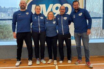 Klingenthaler Handballer mit neuem Vorstand - Der neue Vorstand des HV 90 Klingenthal: (von links) Sven Grohmann, Amy Brunner, Manuela Hammer, Steve Lemoine und Tony Hennig.