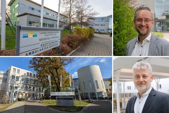 Klinikverbund in Mittelsachsen: Vorschlag umstritten - Florian Claus (o.re.) und Matthias Stolze sind Geschäftsführer der LMK in Mittweda und des Kreiskrankenhauses Freiberg.